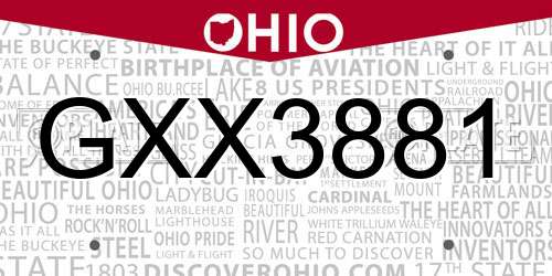 GXX3881 Ohio License Plate