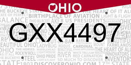 GXX4497 Ohio License Plate