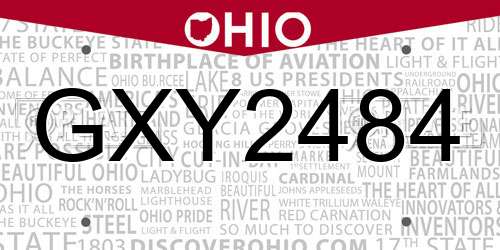 GXY2484 Ohio License Plate