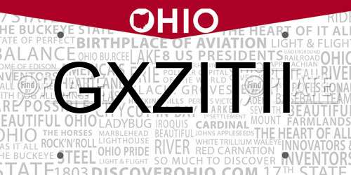 GXZITII Ohio License Plate