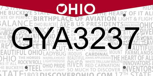GYA3237 Ohio License Plate