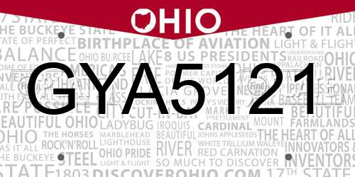 GYA5121 Ohio License Plate