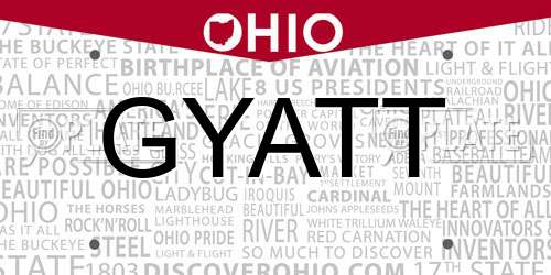 GYATT Ohio License Plate