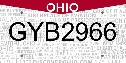 GYB2966 Ohio License Plate