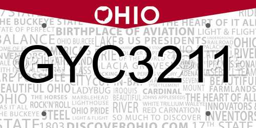 GYC3211 Ohio License Plate