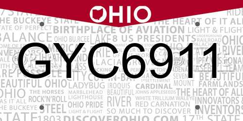 GYC6911 Ohio License Plate