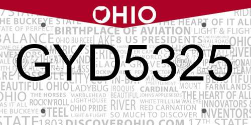 GYD5325 Ohio License Plate