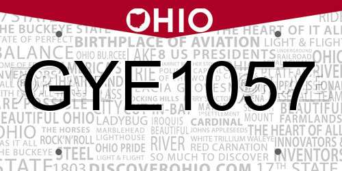 GYE1057 Ohio License Plate