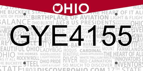 GYE4155 Ohio License Plate