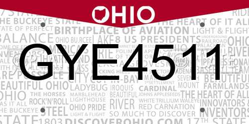 GYE4511 Ohio License Plate