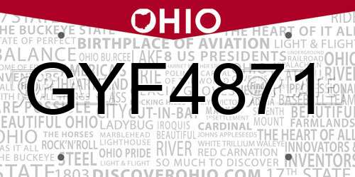 GYF4871 Ohio License Plate
