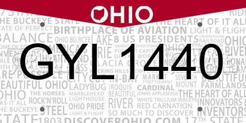 GYL1440 Ohio License Plate