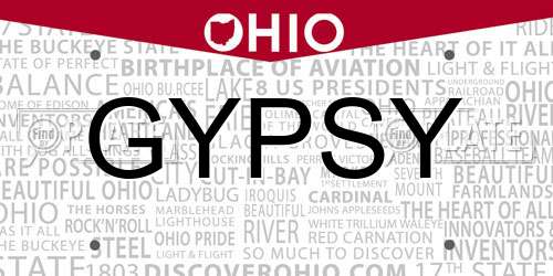 GYPSY Ohio License Plate