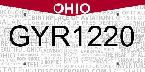 GYR1220 Ohio License Plate