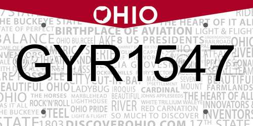 GYR1547 Ohio License Plate