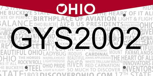 GYS2002 Ohio License Plate