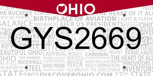 GYS2669 Ohio License Plate