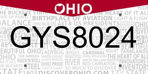 GYS8024 Ohio License Plate