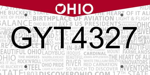 GYT4327 Ohio License Plate