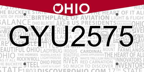 GYU2575 Ohio License Plate