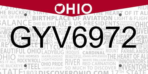 GYV6972 Ohio License Plate