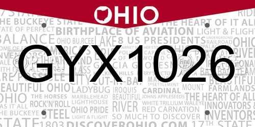 GYX1026 Ohio License Plate