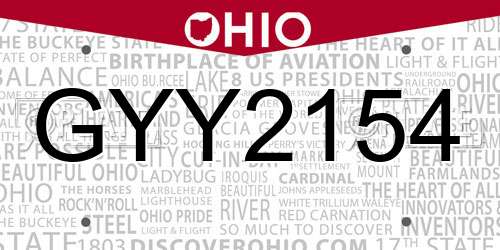 GYY2154 Ohio License Plate