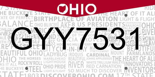 GYY7531 Ohio License Plate