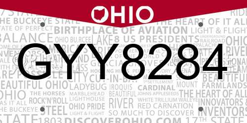 GYY8284 Ohio License Plate