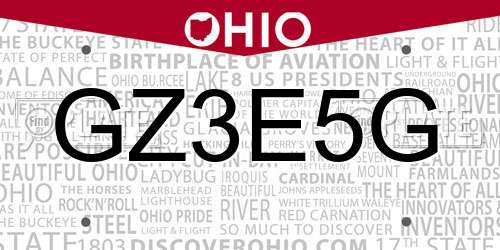 GZ3E5G Ohio License Plate
