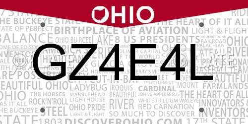 GZ4E4L Ohio License Plate