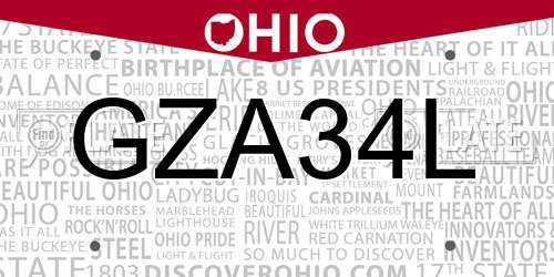 GZA34L Ohio License Plate