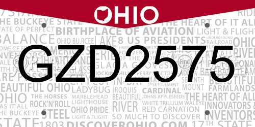 GZD2575 Ohio License Plate