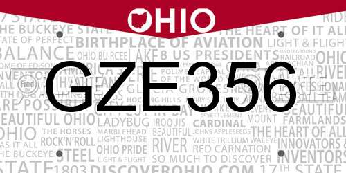 GZE356 Ohio License Plate