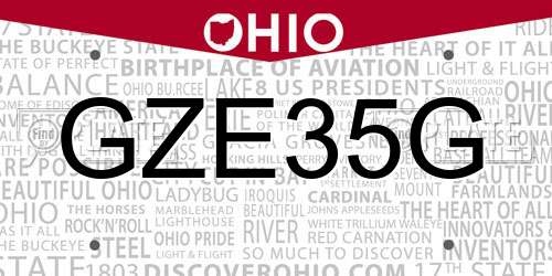 GZE35G Ohio License Plate