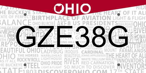 GZE38G Ohio License Plate