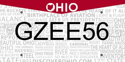 GZEE56 Ohio License Plate