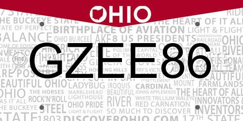 GZEE86 Ohio License Plate