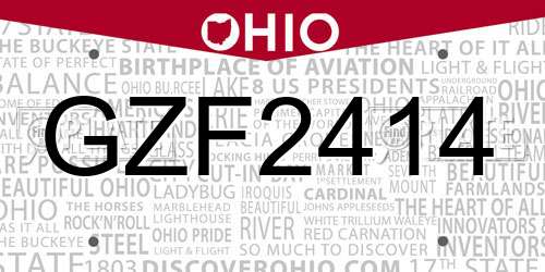 GZF2414 Ohio License Plate
