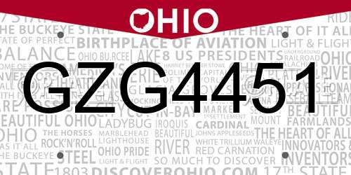 GZG4451 Ohio License Plate