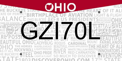 GZI70L Ohio License Plate