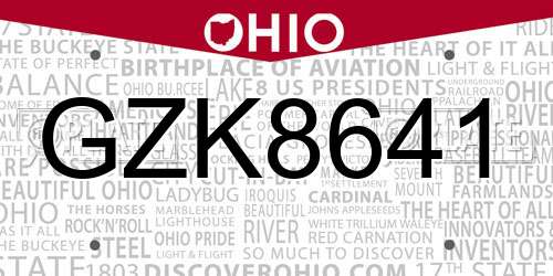 GZK8641 Ohio License Plate