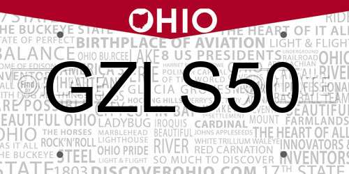 GZLS50 Ohio License Plate