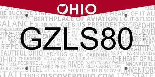 GZLS80 Ohio License Plate