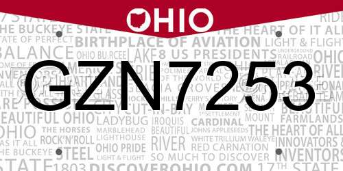 GZN7253 Ohio License Plate