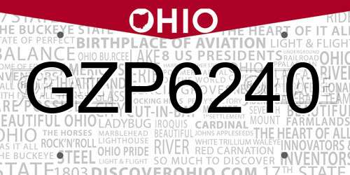 GZP6240 Ohio License Plate