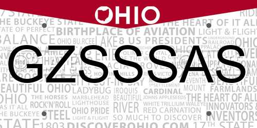 GZSSSAS Ohio License Plate