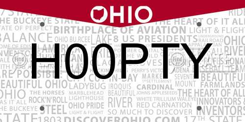 H00PTY Ohio License Plate