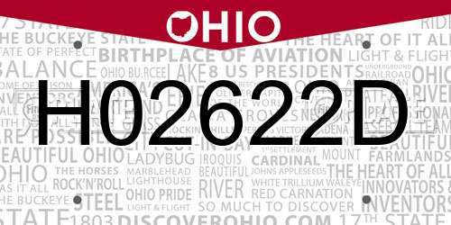 H02622D Ohio License Plate