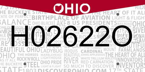 H02622O Ohio License Plate